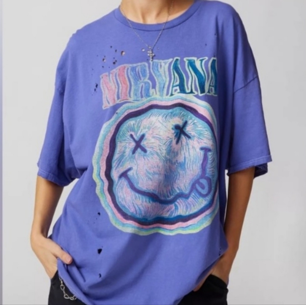 Urban Outfitters Nirvana Oversized Distressed Band T-shirt S/M